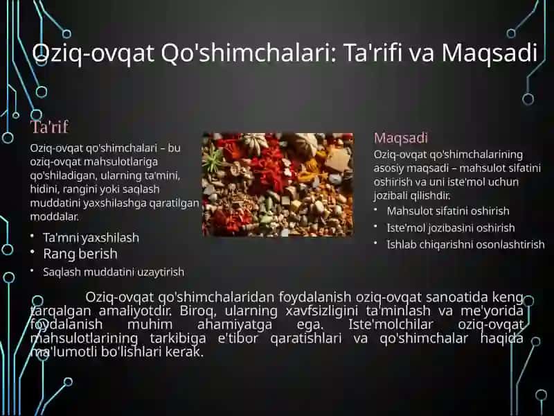 Oziq-ovqatqo'shimchalarining tasnifi 3