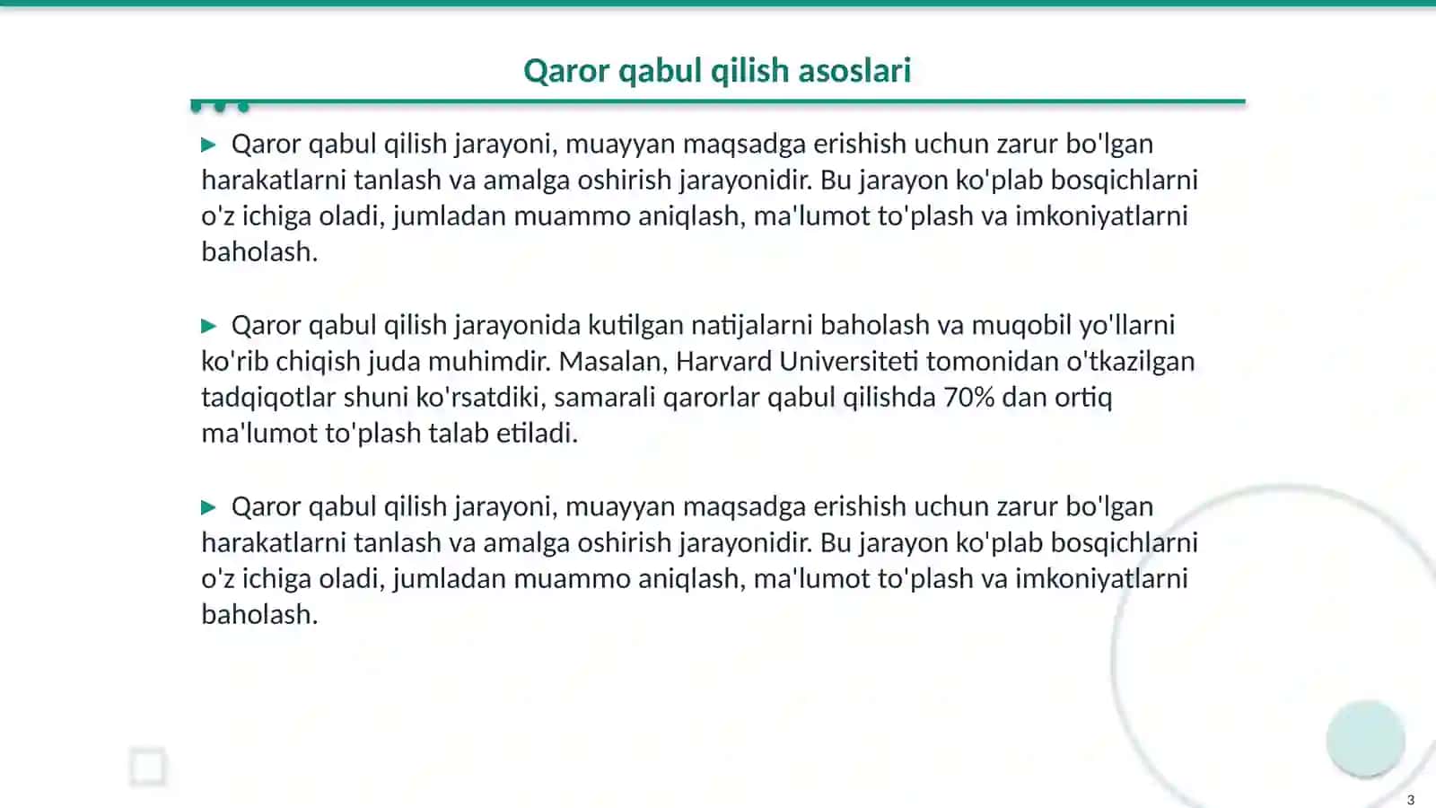 Qaror qabul qilish jarayoni modeli 3