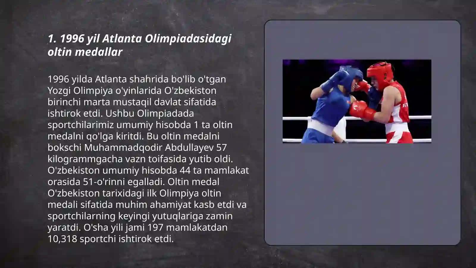 1996-hozirgi davrgacha o‘tkazilgan Olimpiya o‘yinlaridagi yutuqlari 3