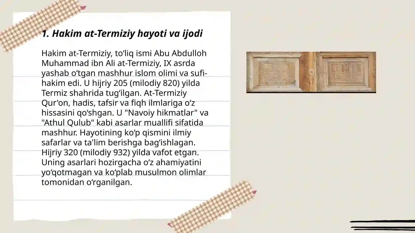 Hakim at-Termiziy obidasidagi bitiklar tahlili 3