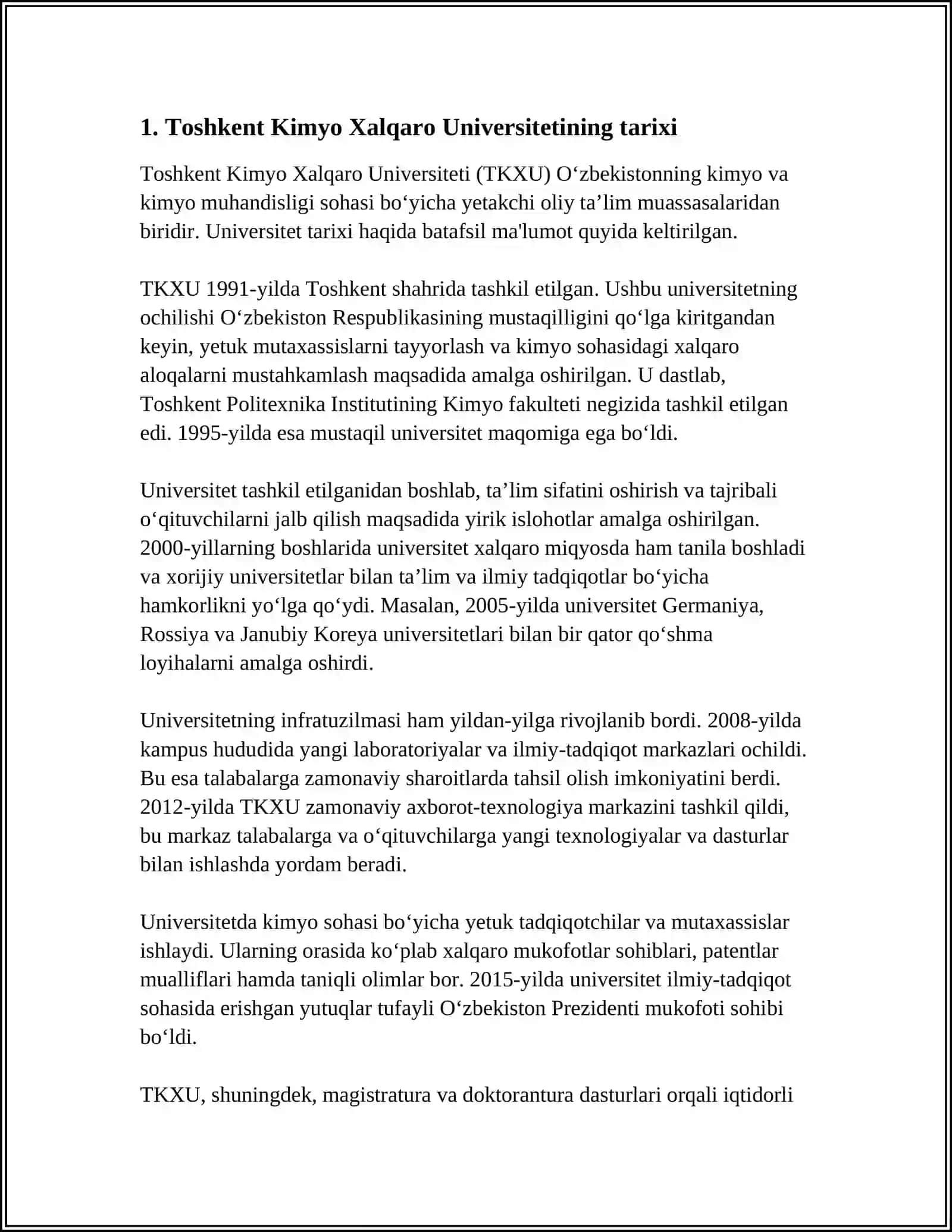 Toshkent Kimyo Xalqaro Universiteti tarixi 3