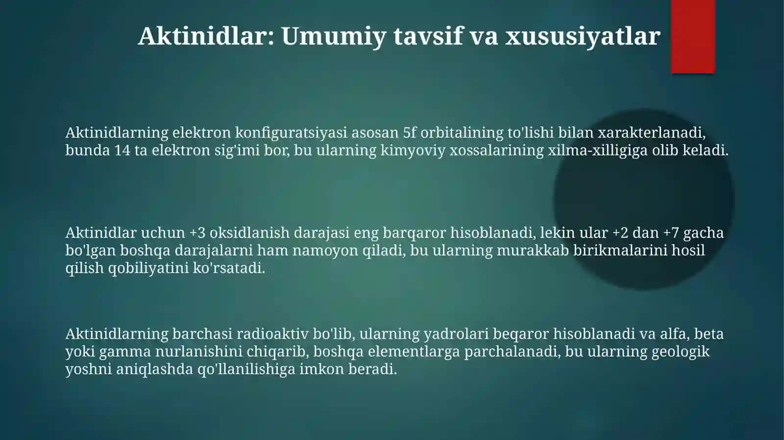 Aktinoidlar.Radiokimyo.Transuran.Tabiiyvasun'iyradiofaollik 3