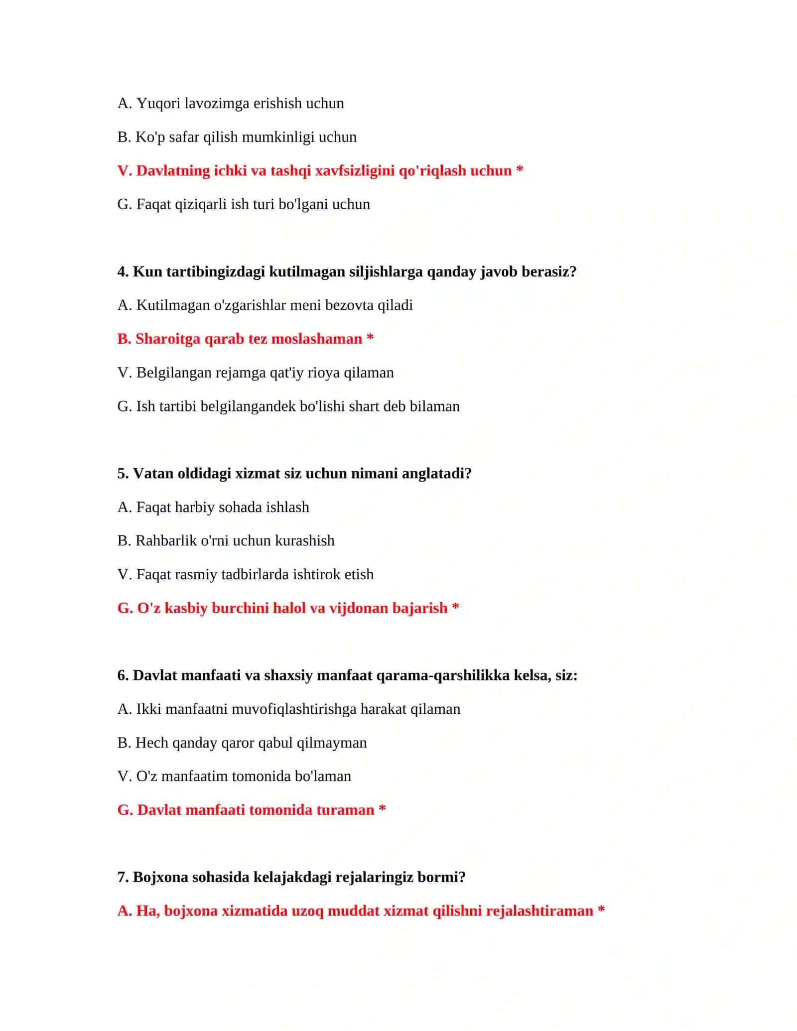 BOJXONA XIZMATI VA PSIXOLOGIK TEST SAVOLLARI 3