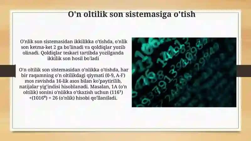 O'nlik son sistemasiga o'tish 3