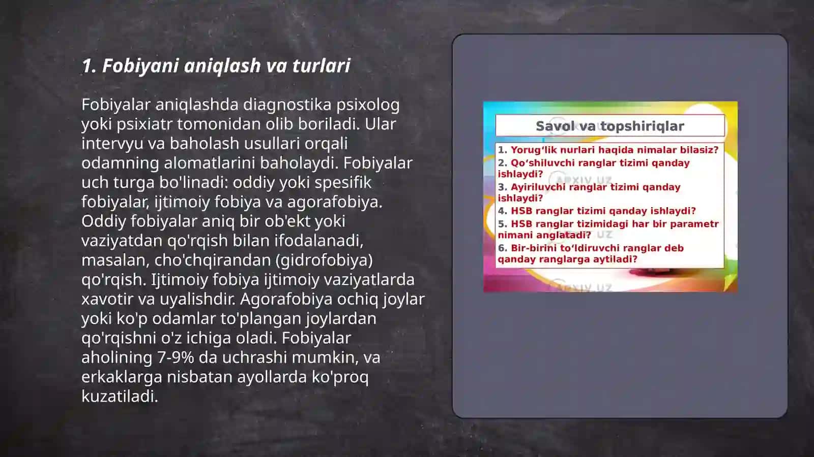 Fobiya va qorquv bilan ishlash 3