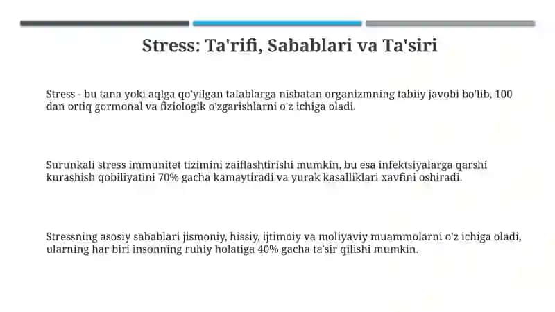 Stress va stressni bartataf etuvchi psixologik mashg‘ulotlar 3