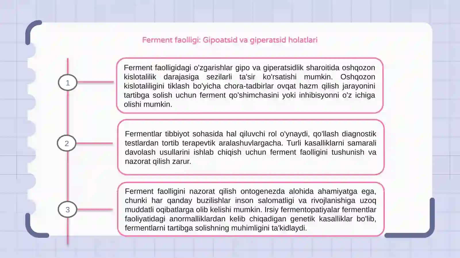 Ferment faolligi: Gipoatsid va giperatsid holatlari 3