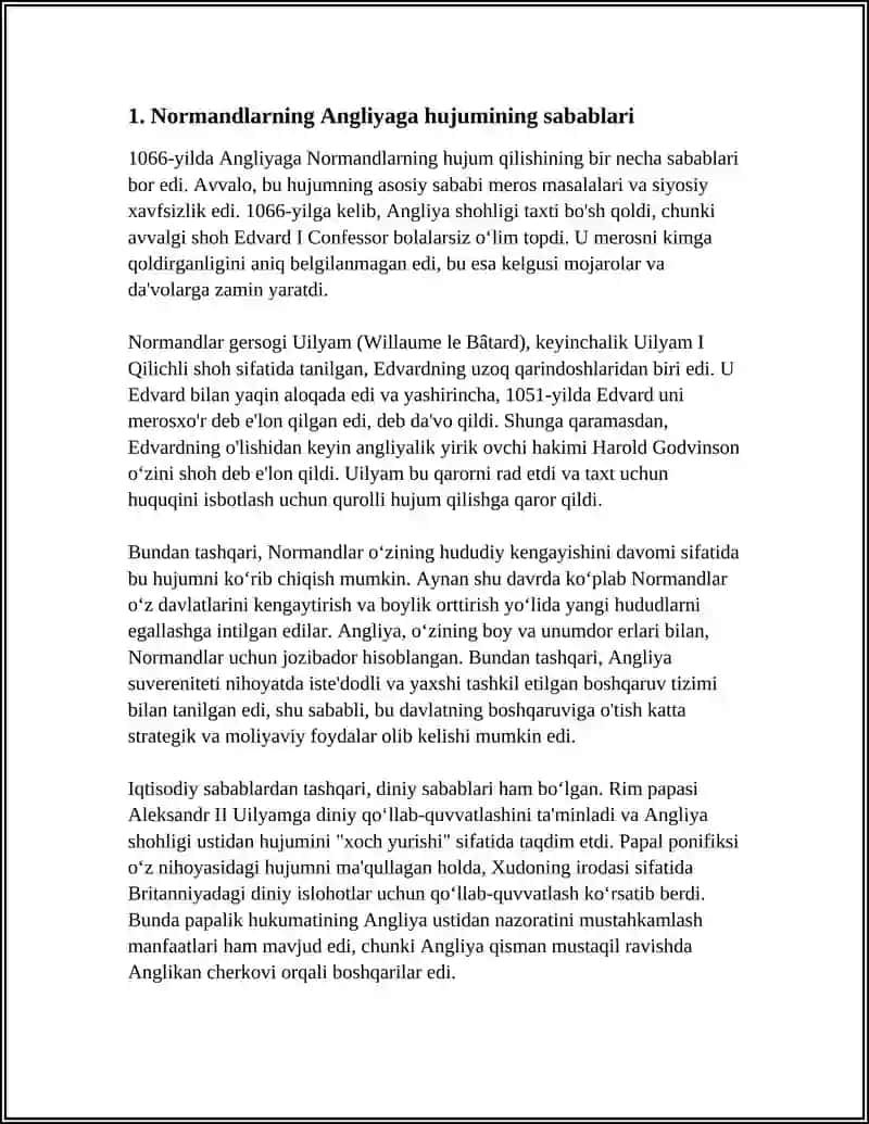 ANGLIYADA NORMANDLARNING HUJUMI VA OQIBATLARI 3