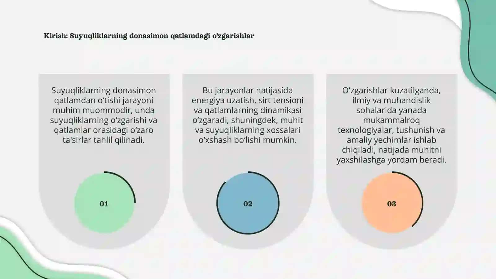 Suyuqliklarning donasimon qatlamdan oʻtishi 3
