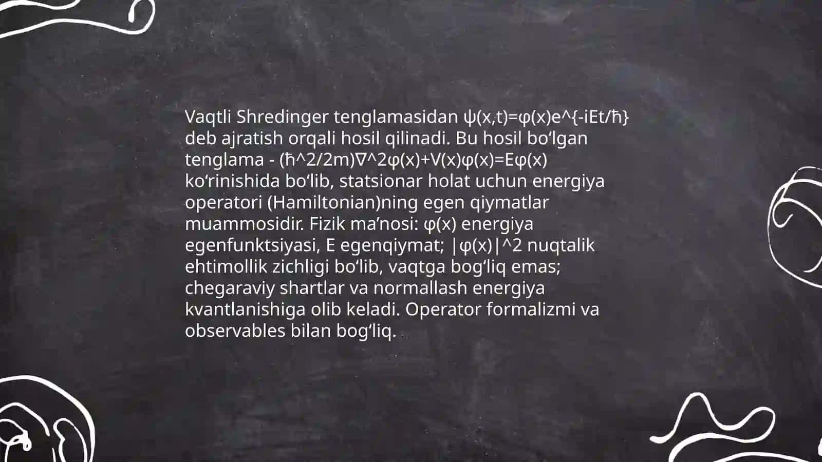 Statsionar Shredinger tenglamasi 3