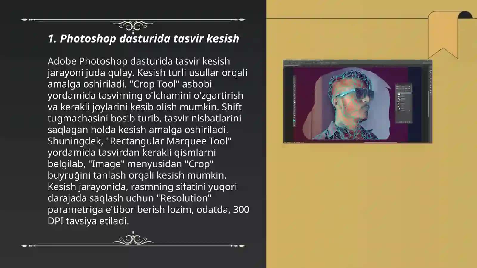 Photoshop dasturida tasvir kesish 3