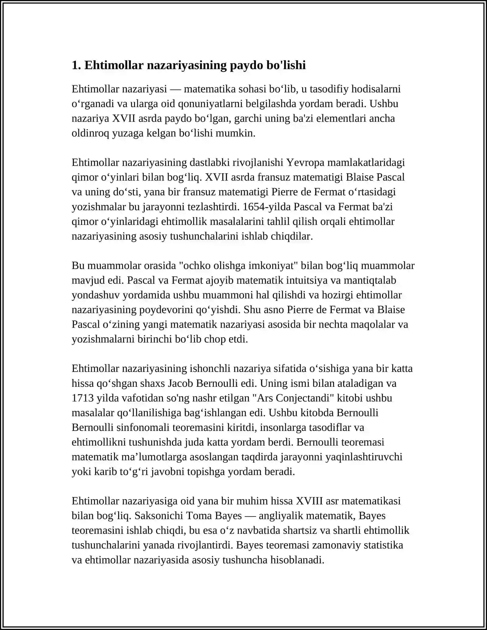 EHTIMOLLAR NAZARIYASI RIVOJLANISHINING QISQACHA TARIXI. ELEMENTAR HODISALAR VA HODISALAR 3