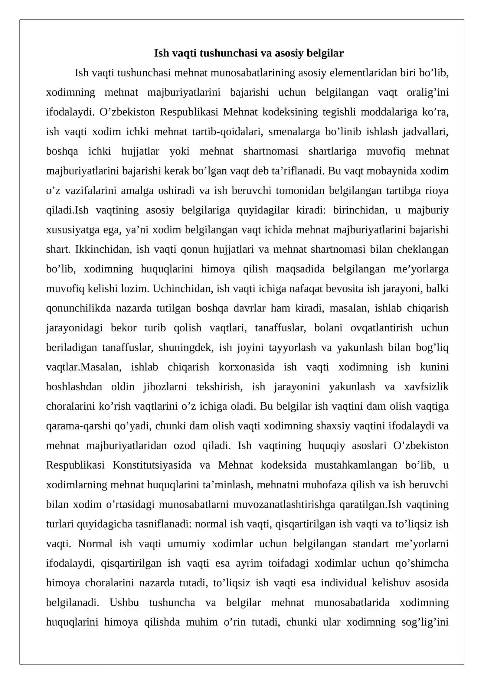 Ish vaqti tushunchasi 3