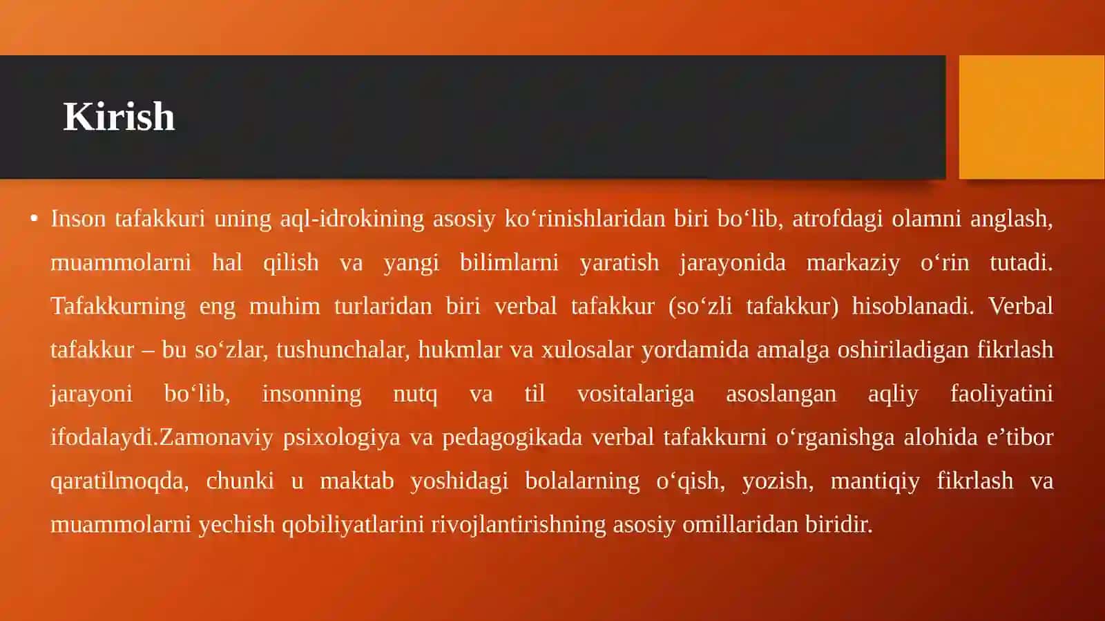 VERBAL TAFAKKURNI O‘RGANUVCHI TESTLAR 3