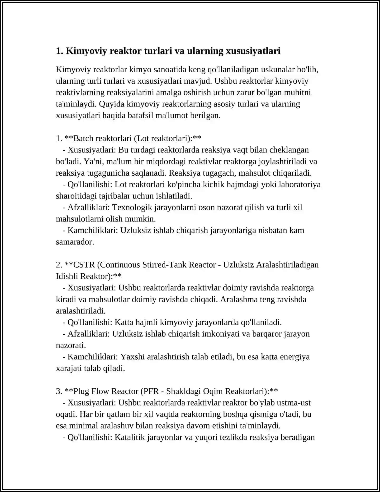 KIMYOVIY REAKTORLAR DIZAYNINI OPTIMALLASHTIRISH 3