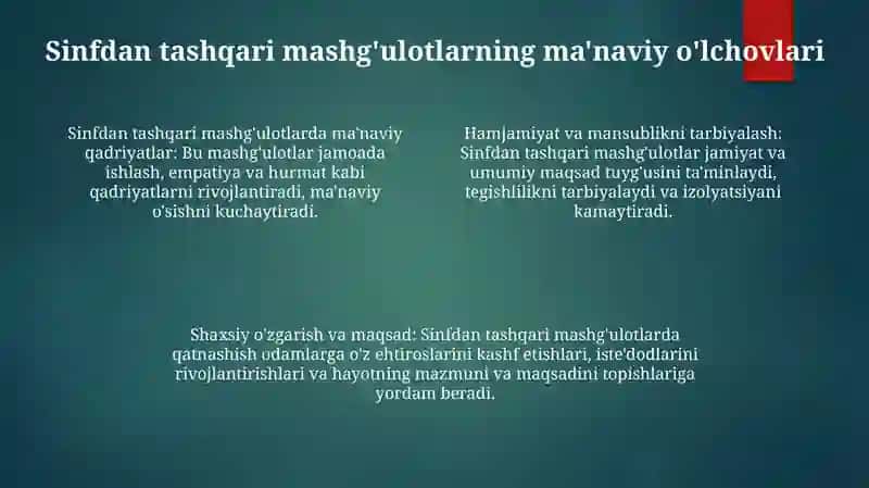 Sinfdan tashqari mashg'ulotlar 3