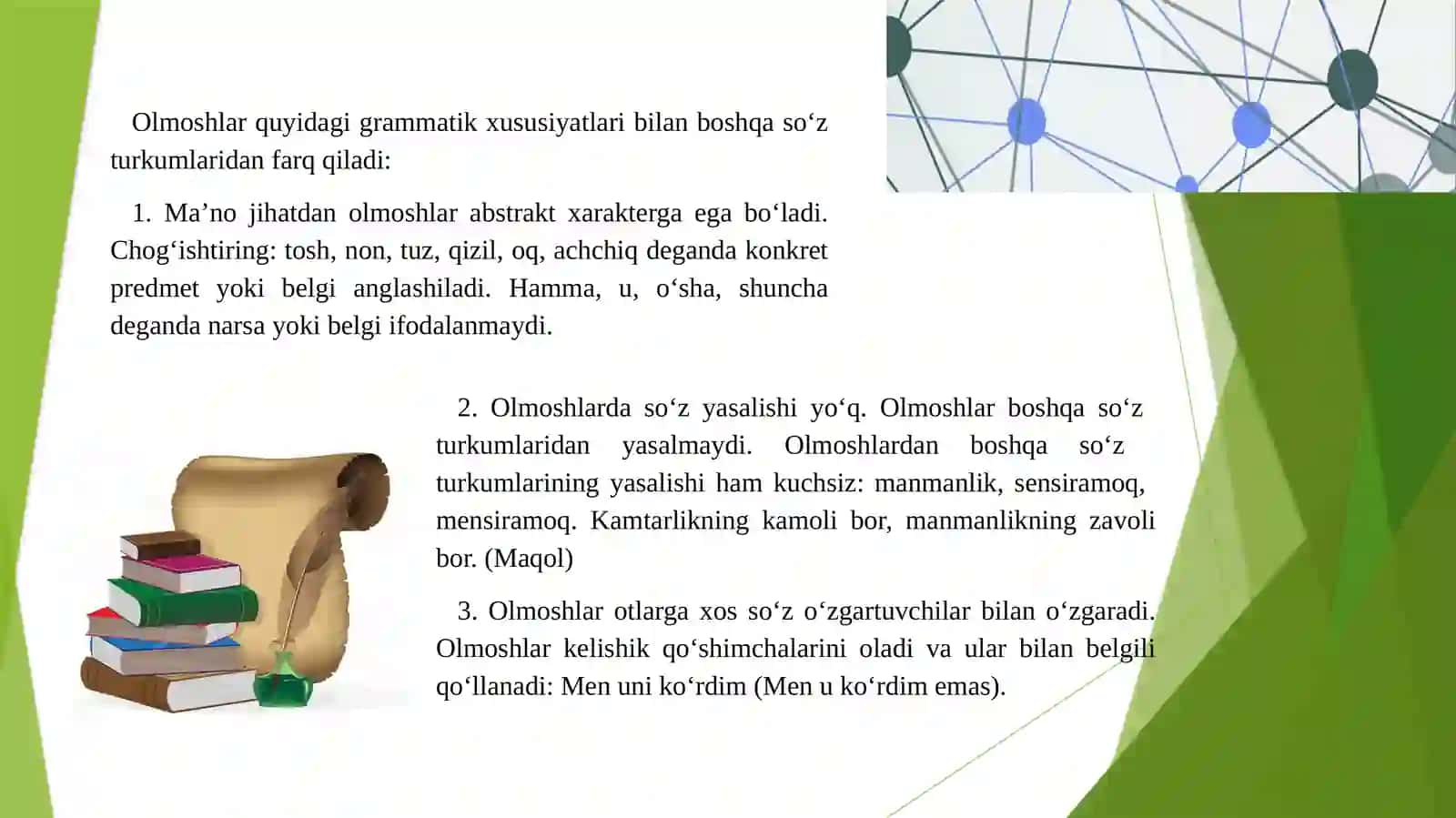 Olmoshning ta'rifi, leksik-grammatik xususiyatlari 3