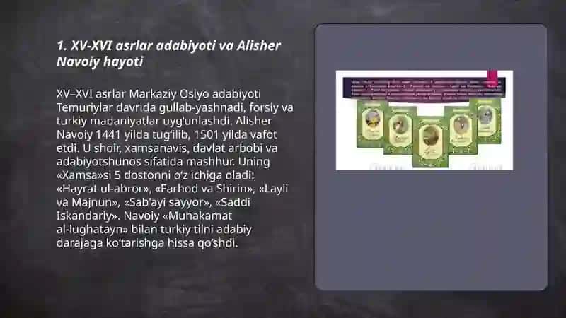 XV-XVI asrlar adabiyoti va Alisher Navoiy hayoti 3