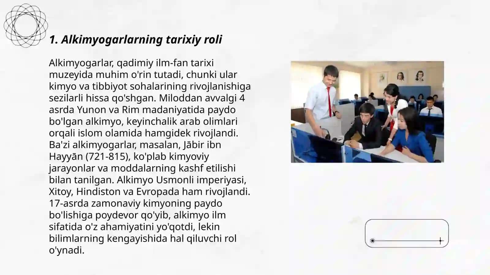 Alkimyogarlar faoliyating kimyoni rivojlantirishdagi o'rni 3