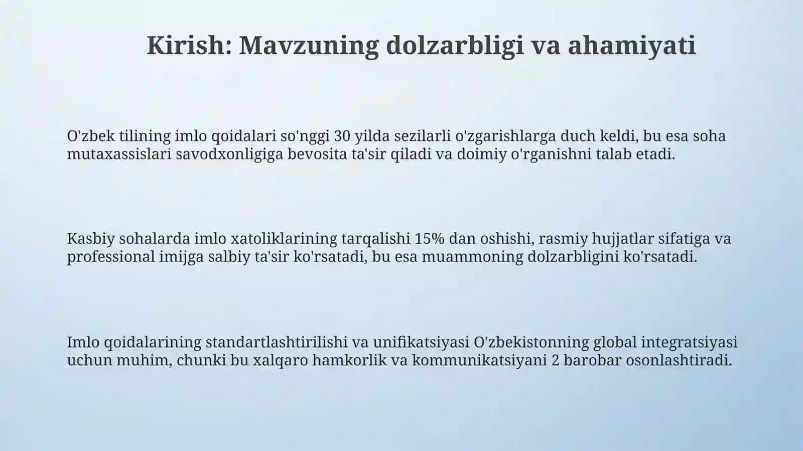 O'zbek tilining imlo qoidalari va soha egalarining savodxonligi 3