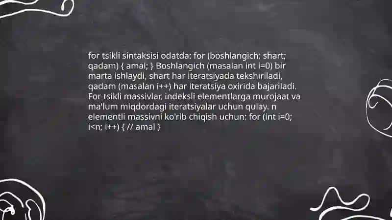 For tsikli: sintaksis va ishlatilishi 3