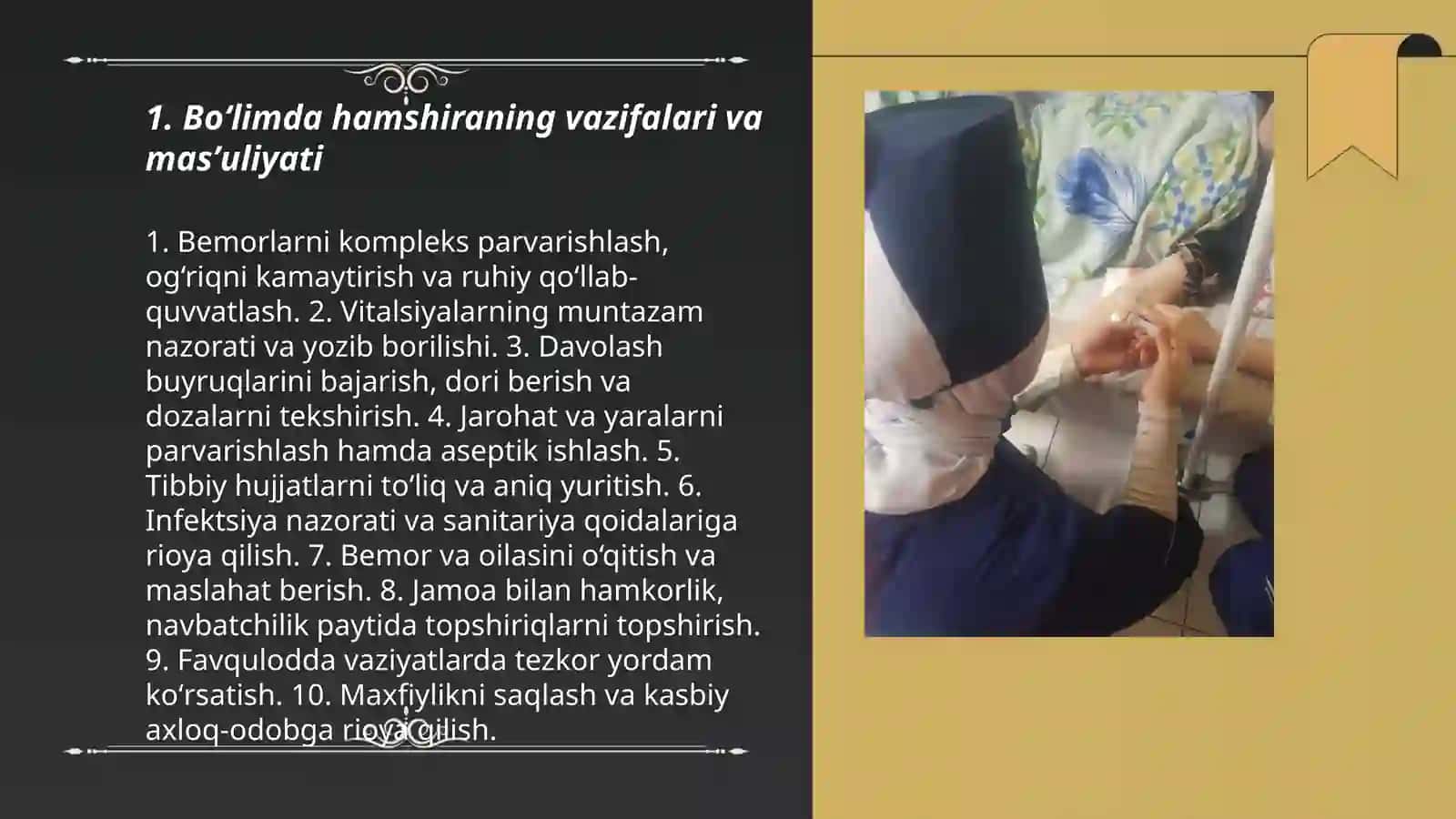 Boʻlimda hamshiralik ishini olib borish 3