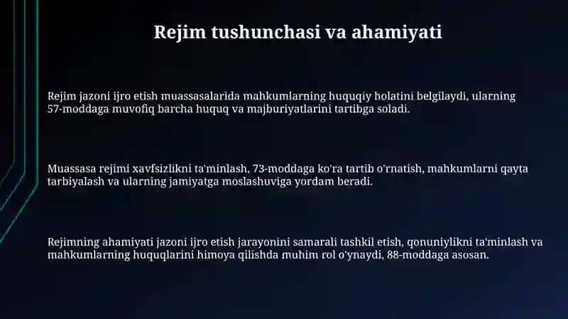 Rejimni ta'minlash usullari va nazorat 3