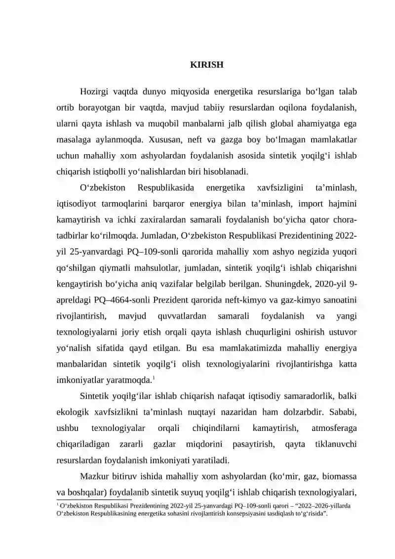 Konversiya usulida metandan sintez gaz olishning kimyoviy va texnologik asoslari 3