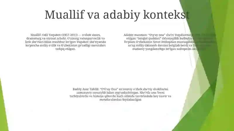 Badiiy Asar Tahlili "O'Gay Ona" 3