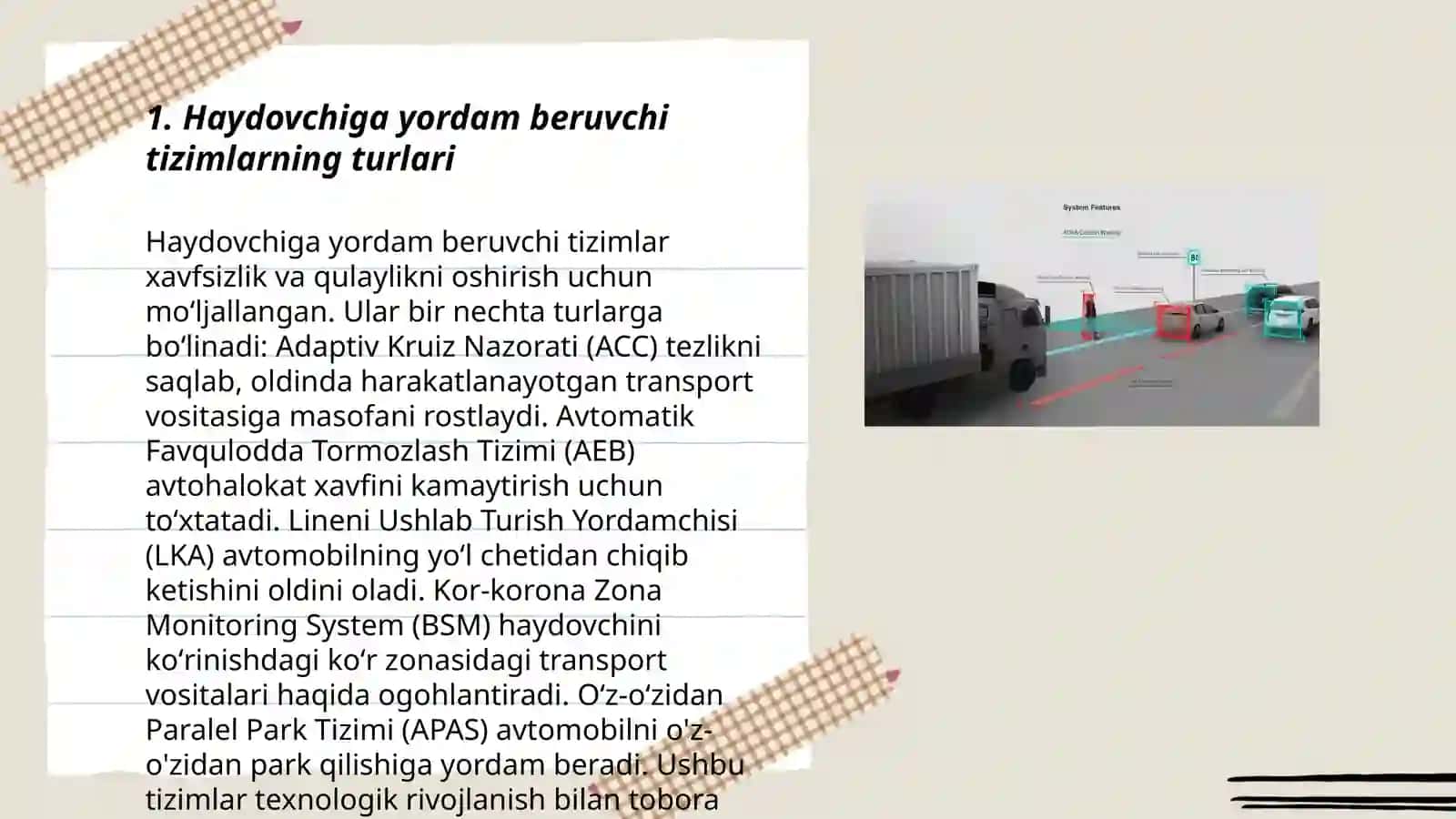 Haydovchiga yordam beruvchi tizimlar 3