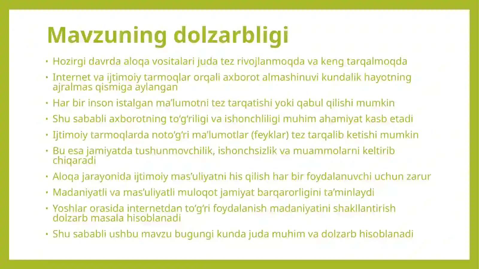 Aloqa va ijtimoiy mas’uliyat 3