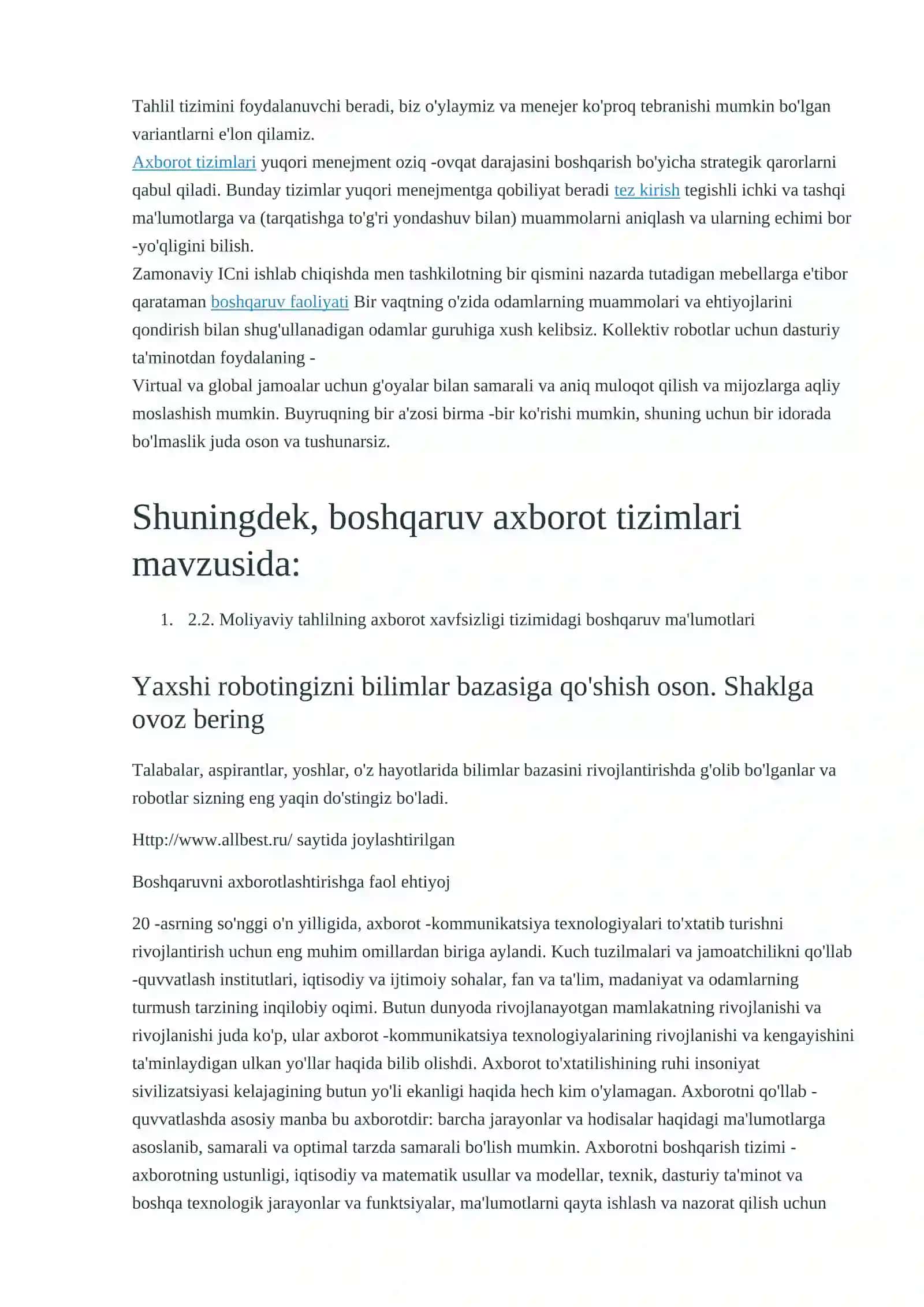 Axborot tizimlari va menejment 3