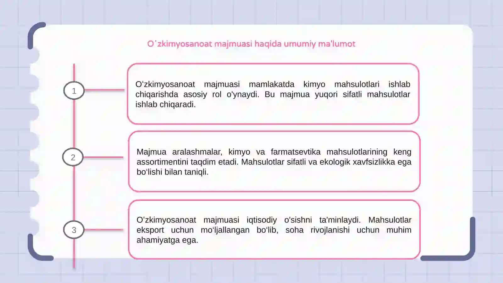 Oʻzkimyosanoat majmuasidagi ishlab chiqariladigan mahsulotlar 3