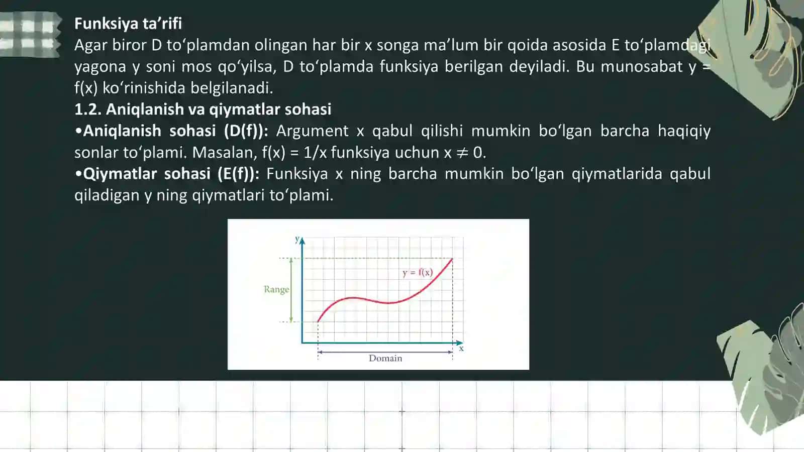Funksiya tushunchasi. Funksiya limiti. Funksiya limitini hisoblash 3