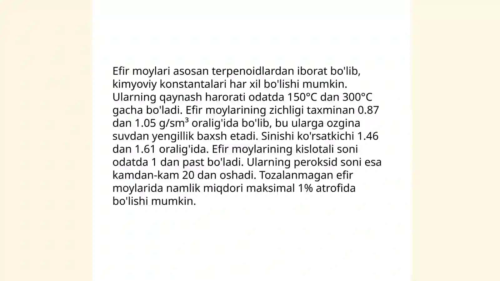 Efir moylarining kimyoviy konstantalari 3