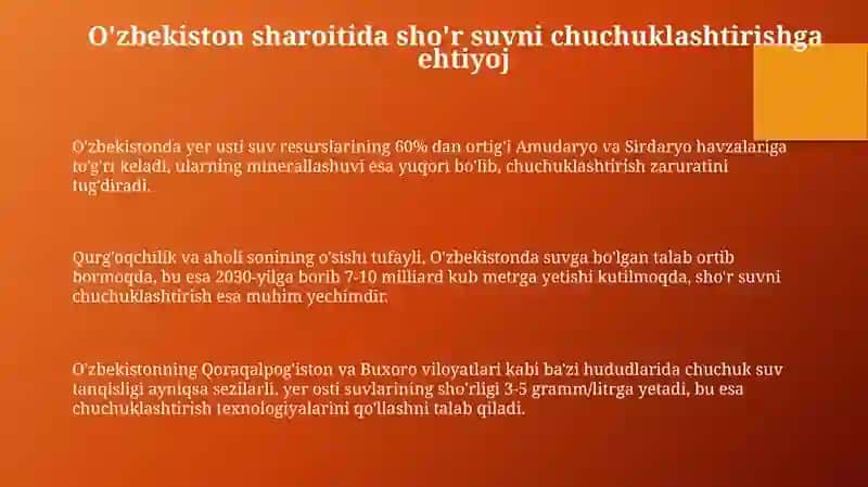 Shoʻr suvni chuchuklashtirish 3