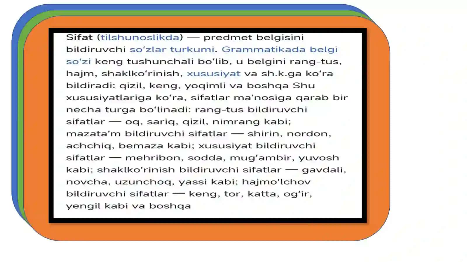 SIFAT SOʻZ TURKUMI 3