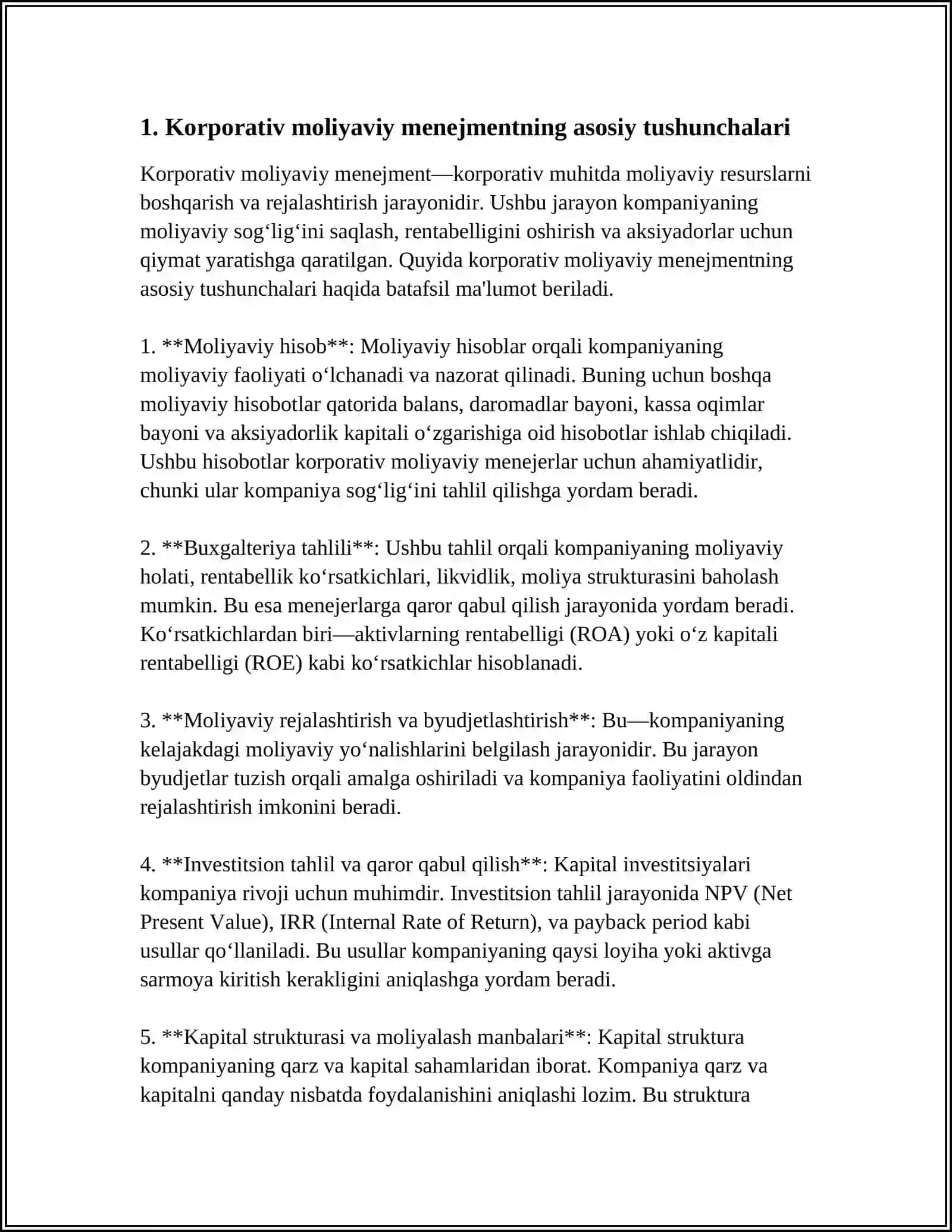 Korporativ Moliyaviy Menejment 3