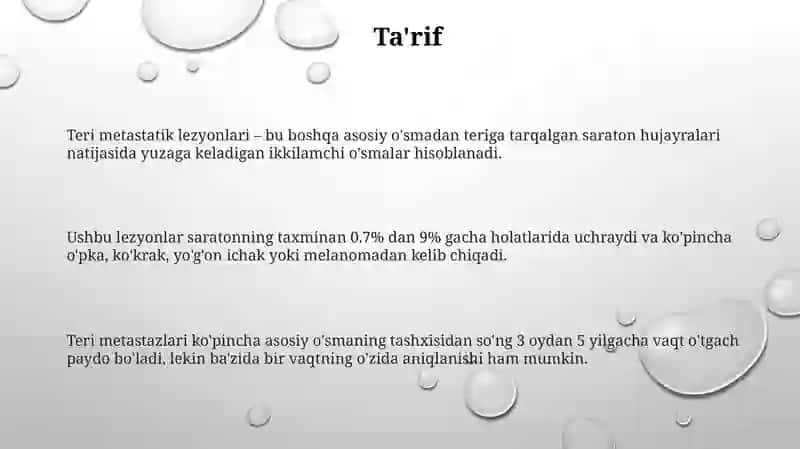 Teri metastatik shikastlanishlari 3