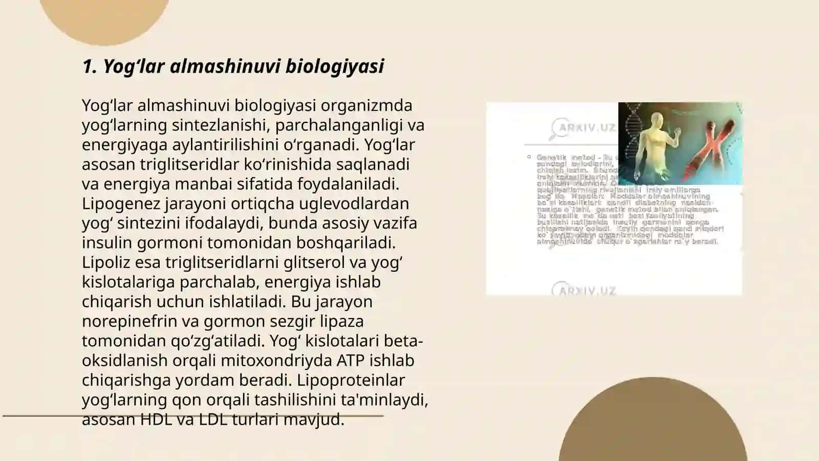 Yogʻlar almashinuvi biologiyasi 3