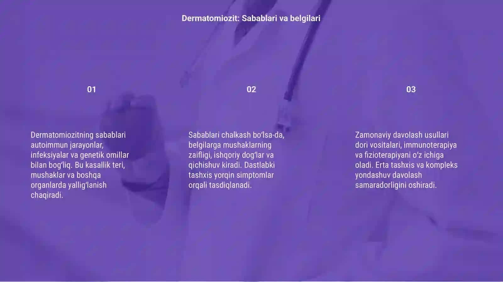Dermatomiozitlar.Vitiligonining zamonaviy davolash usullari 3