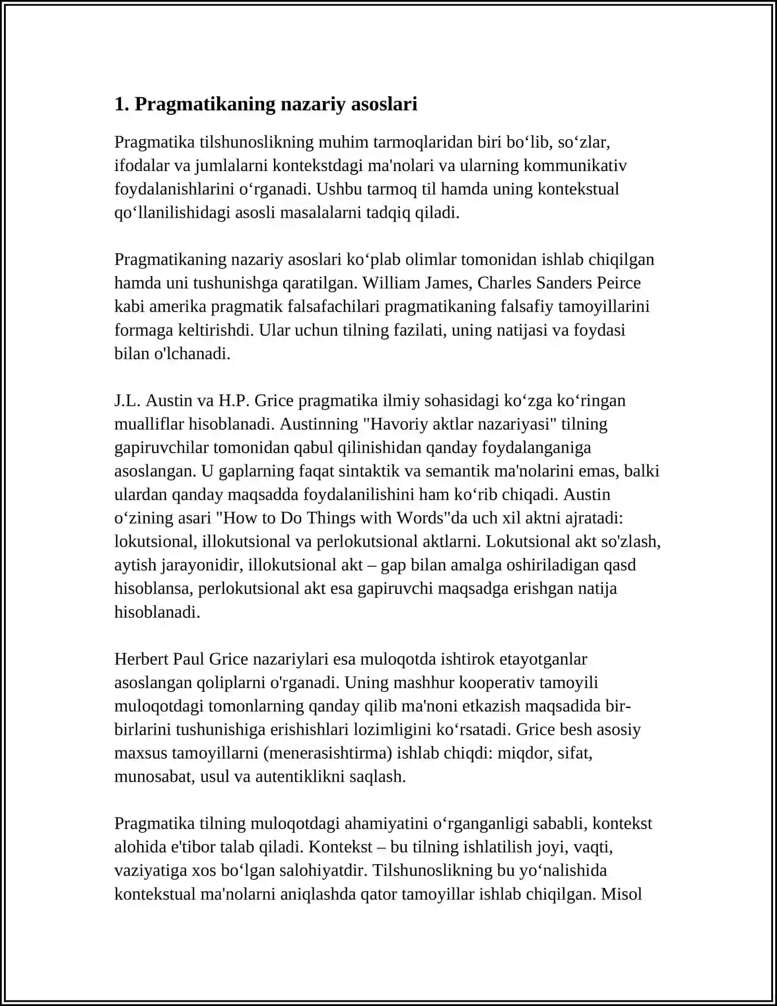 REFERAT Mavzu: PRAGMATIKA 3