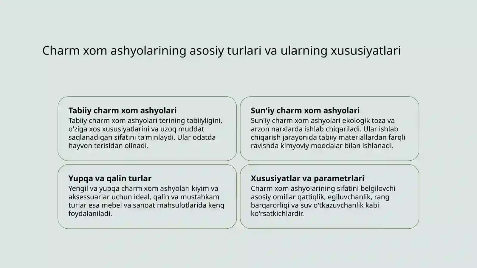 Charm xom ashyolariga tavsif 3