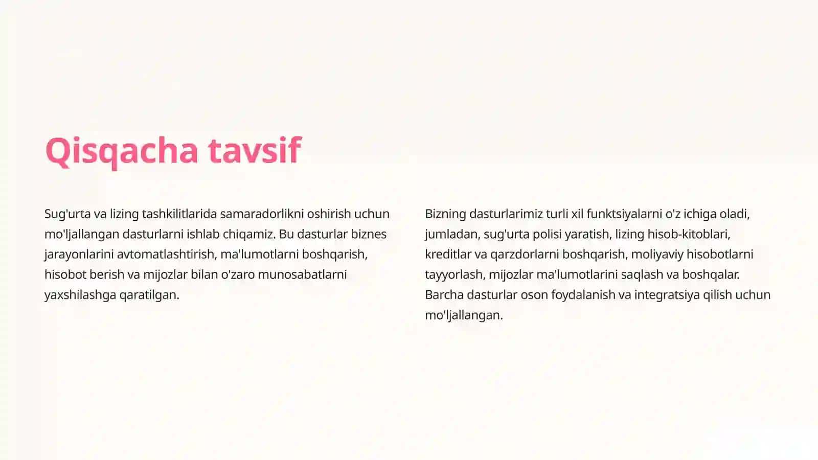 Sug'urta va lizing tashkilitlarida qo'llaniladigan amaliy dasturlar 3