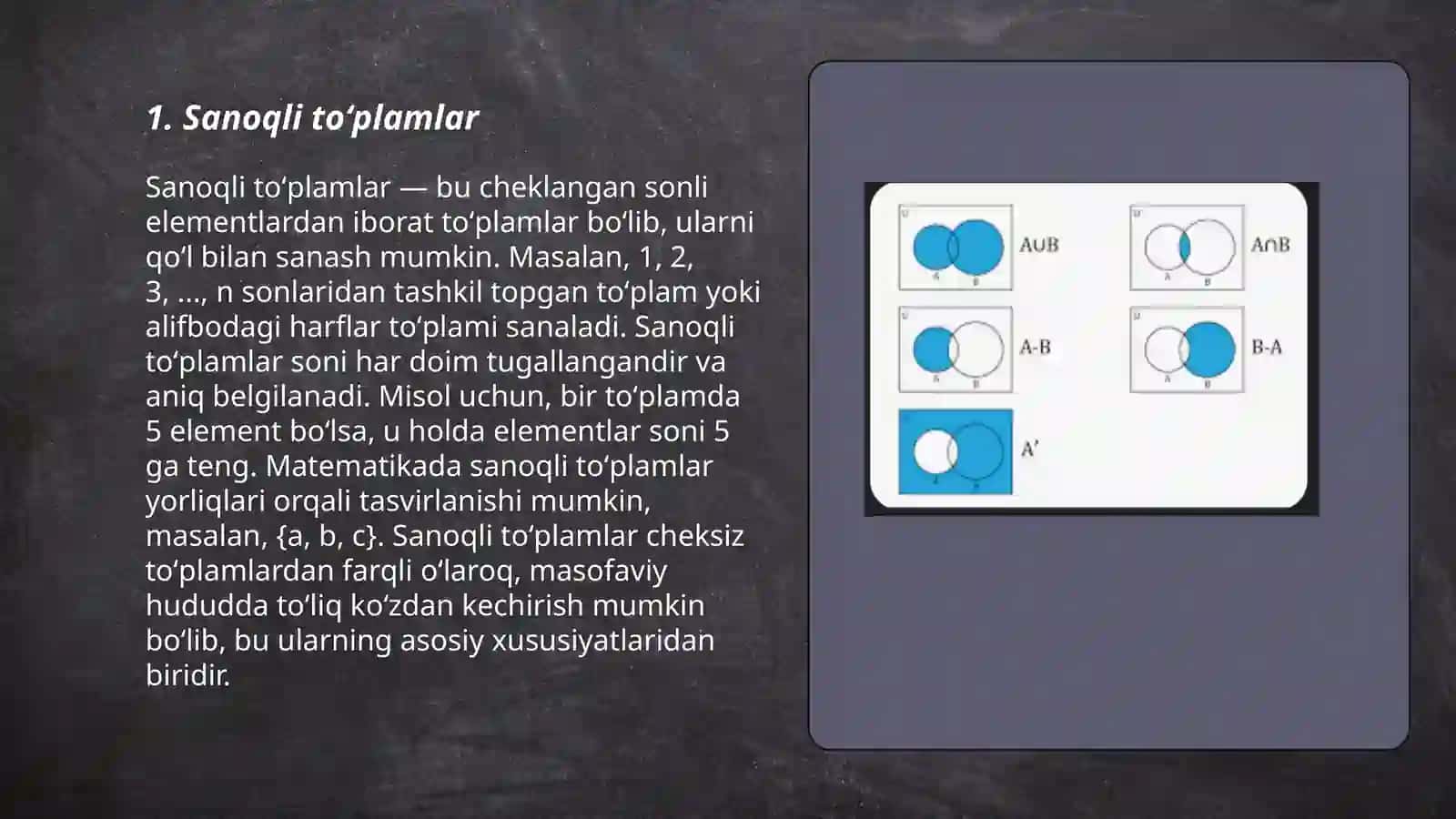 Sanoqli va sanoqsiz to'plamlar 3