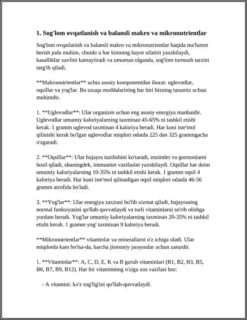 Sog’lom ovqatlanish va balansli makro va mikronutrientlar 3