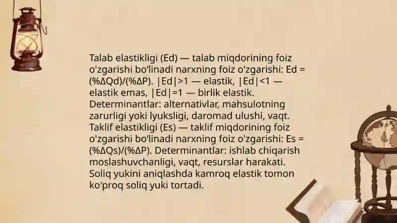 Talab va taklif elastikligiga ko'ra soliq yukini hisoblash 3