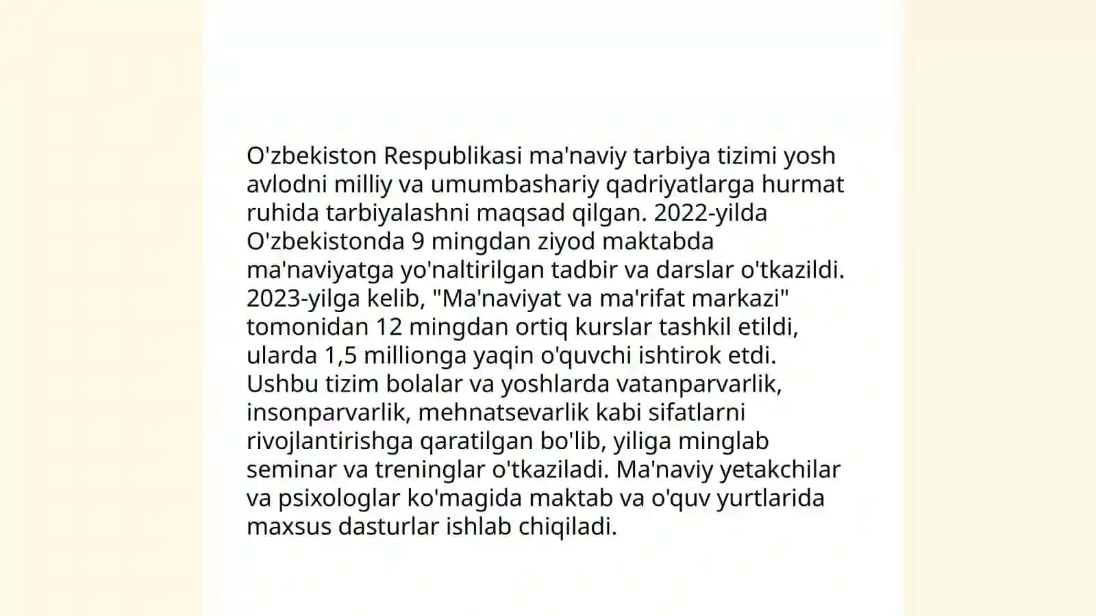 O'zbekiston Respublikasing uzluksiz ma'naviy tarbiya konsepsiyasi 3