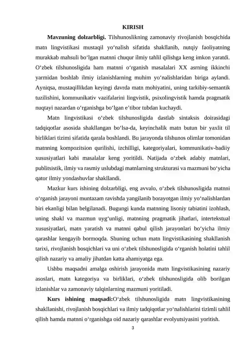 OʻZBEK TILSHUNOSLIGIDA MATNNI OʻRGANILISH TARIXI 3