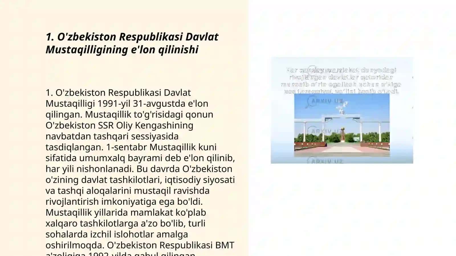 O'zbekistonning o'ziga hos istiqlol va taraqqiyot yo'li 3